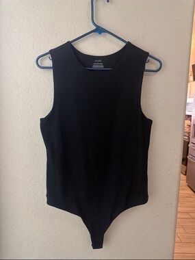 Nuuds Black Ribbed Sleeveless Bodysuit